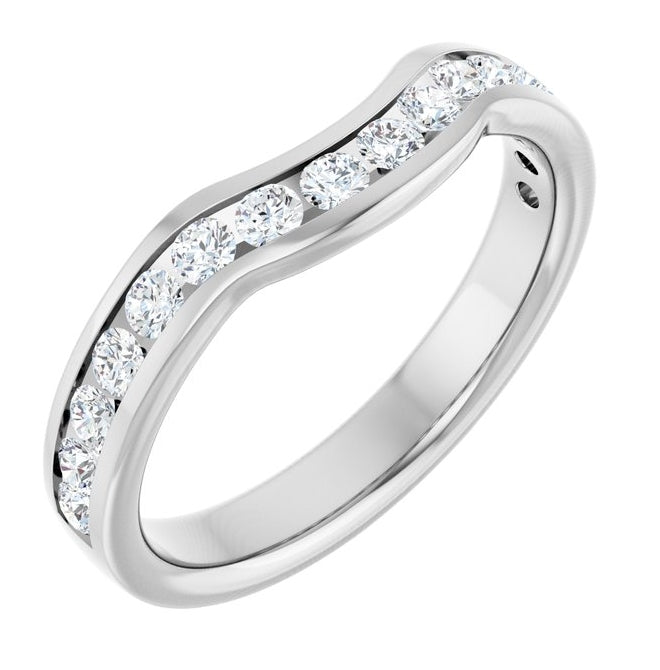 14K Yellow Or White Gold Round 2 Mm Polished 3/8 Ctw Lab-Grown Diamond Contour Band