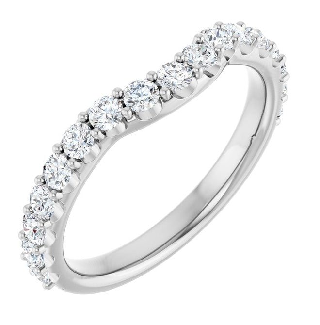 Platinum Round 2.2 Mm Polished 5/8 Ctw Lab-Grown Diamond Contour Band Size 7
