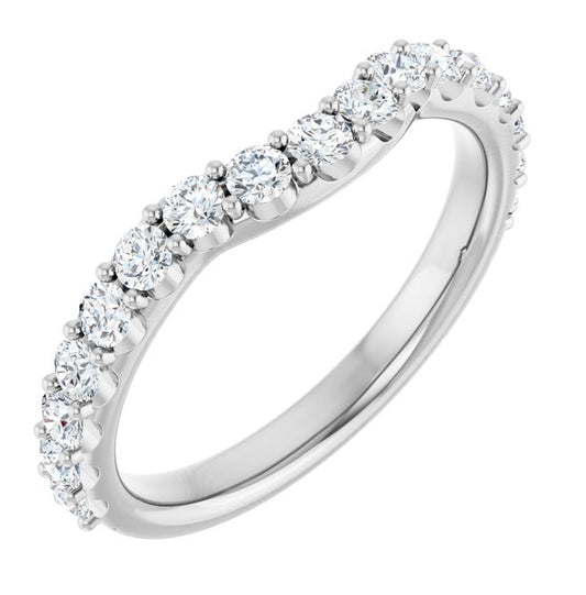 Platinum Round 2.2 Mm Polished 5/8 Ctw Lab-Grown Diamond Contour Band Size 7