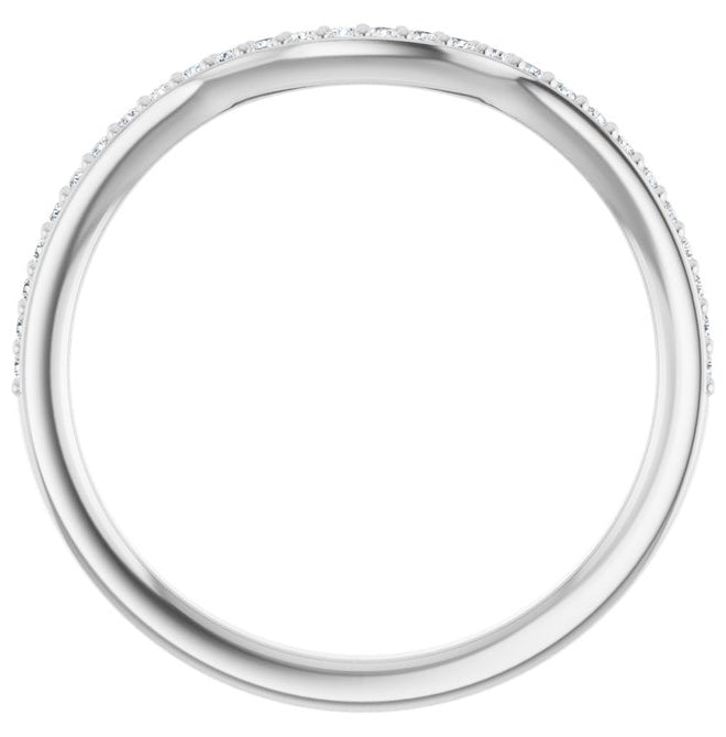 14K White Gold Round 1 Mm Polished 1/6 Ctw Lab-Grown Diamond  Contour Band Size 7