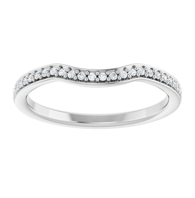 14K White Gold Round 1 Mm Polished 1/6 Ctw Lab-Grown Diamond  Contour Band Size 7