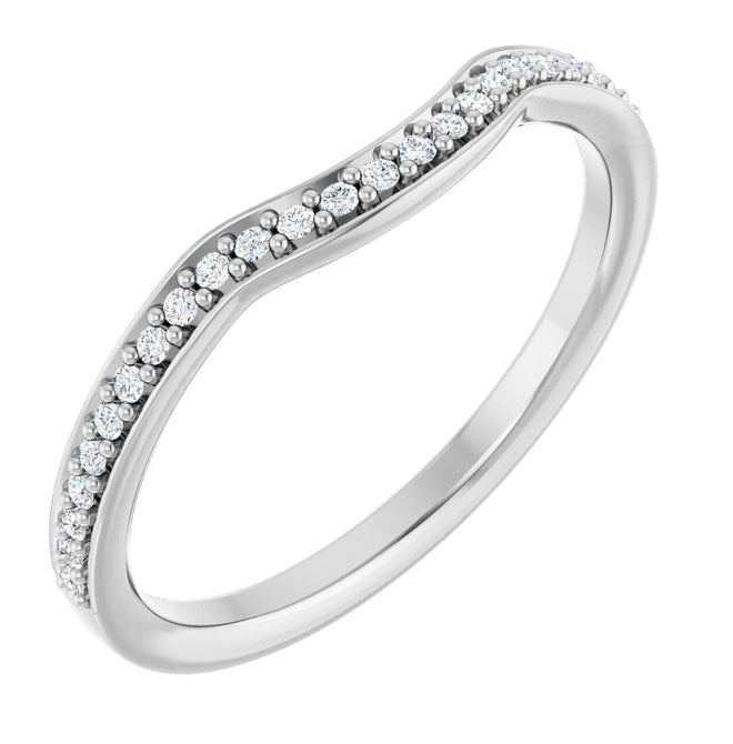 14K White Gold Round 1 Mm Polished 1/6 Ctw Lab-Grown Diamond  Contour Band Size 7