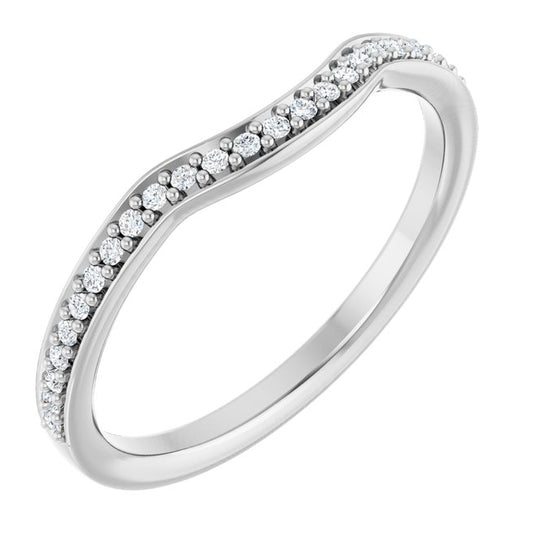 14K White Gold Round 1 Mm Polished 1/6 Ctw Lab-Grown Diamond  Contour Band Size 7