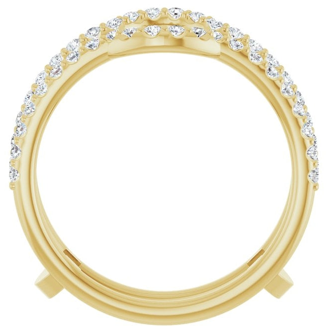 14K Yellow Gold Set Round 8.2 Mm Vs, F+ Polished 3/8 Ctw Lab-Grown Diamond Ring Guard Size 7