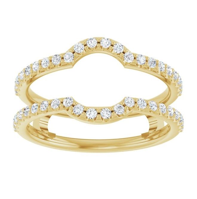 14K Yellow Gold Set Round 8.2 Mm Vs, F+ Polished 3/8 Ctw Lab-Grown Diamond Ring Guard Size 7