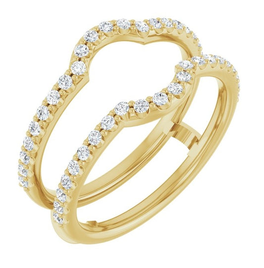 14K Yellow Gold Set Round 8.2 Mm Vs, F+ Polished 3/8 Ctw Lab-Grown Diamond Ring Guard Size 7