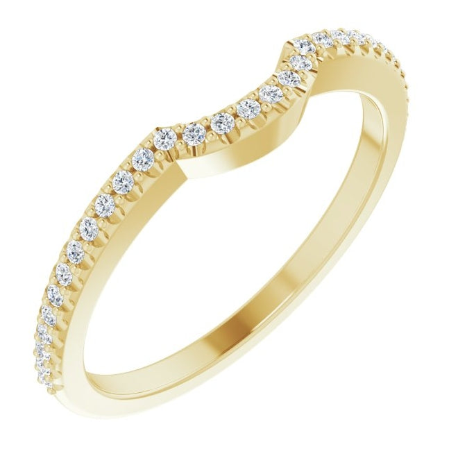 14K Yellow Or White Gold Round 1 Mm Polished 1/8 Ctw Lab-Grown Diamond Contour Band