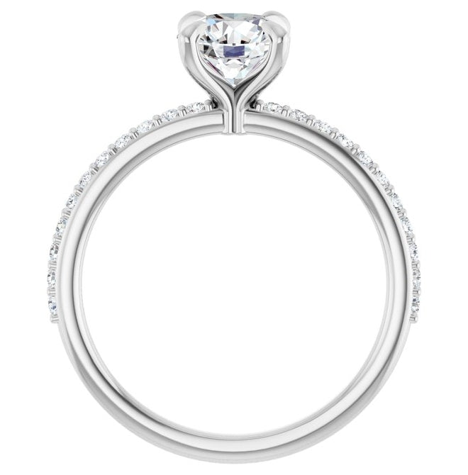14K White Gold Round 6.5 Mm Polished 1 1/5 Ctw Lab-Grown Diamond Engagement Ring Size 7