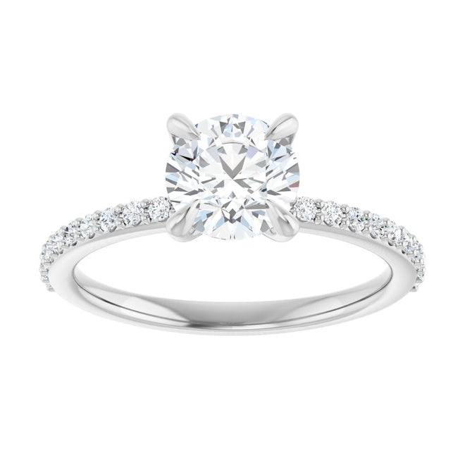 14K White Gold Round 6.5 Mm Polished 1 1/5 Ctw Lab-Grown Diamond Engagement Ring Size 7