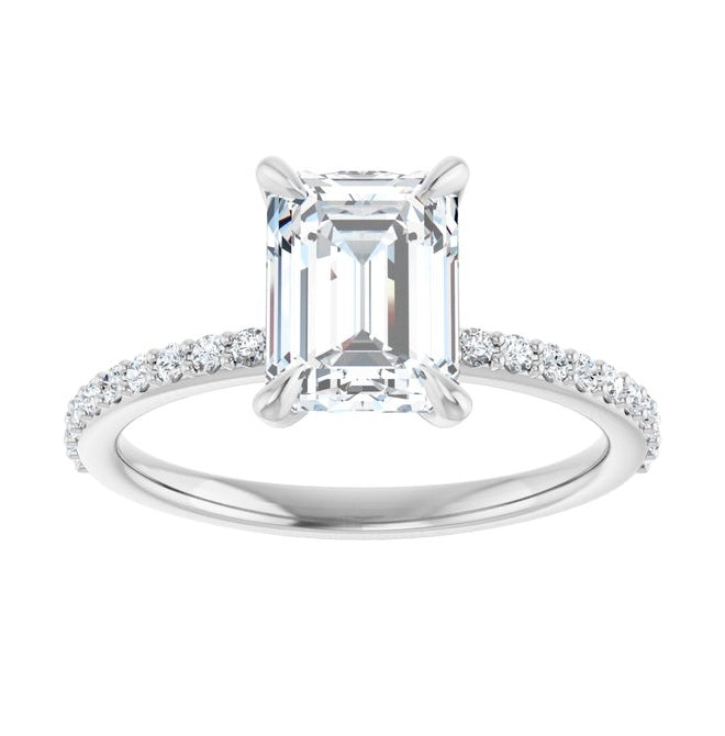 14K Yellow Or White Gold Emerald 8 X 6 Mm Polished 1 9/10 Ctw Lab-Grown Diamond Engagement Ring