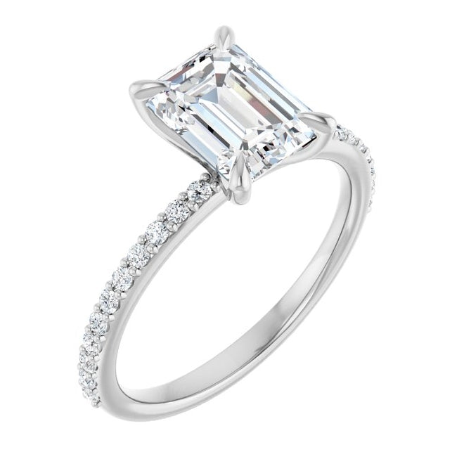 14K Yellow Or White Gold Emerald 8 X 6 Mm Polished 1 9/10 Ctw Lab-Grown Diamond Engagement Ring