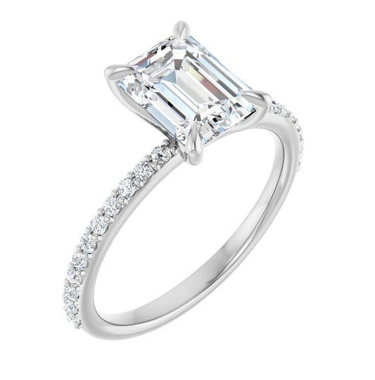 14K Yellow Or White Gold Emerald 8 X 6 Mm Polished 1 9/10 Ctw Lab-Grown Diamond Engagement Ring
