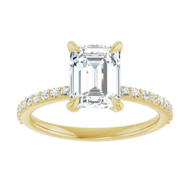 14K Yellow Or White Gold Emerald 8 X 6 Mm Polished 1 9/10 Ctw Lab-Grown Diamond Engagement Ring