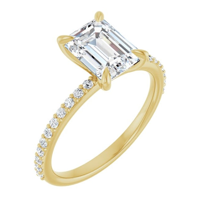 14K Yellow Or White Gold Emerald 8 X 6 Mm Polished 1 9/10 Ctw Lab-Grown Diamond Engagement Ring