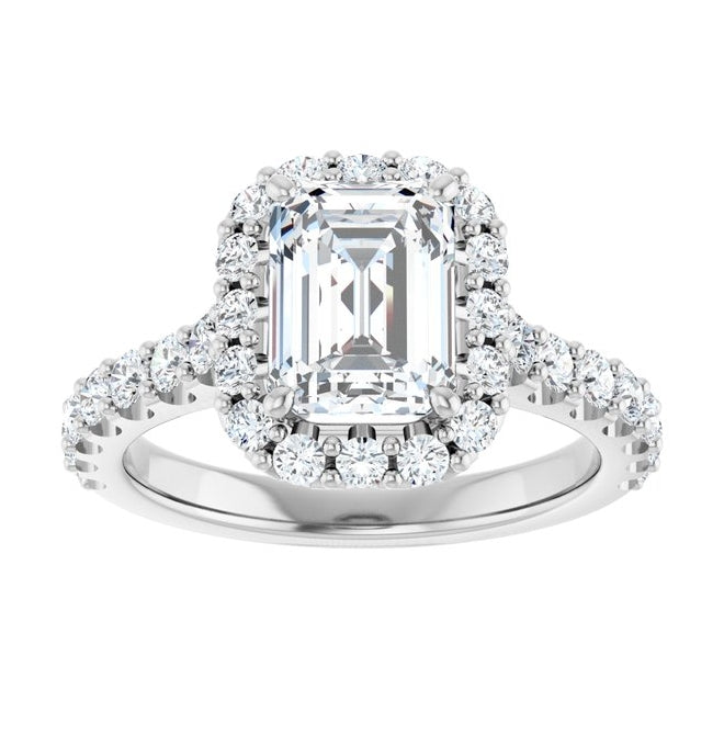 14K Yellow Or White Gold Emerald 8 X 6 Mm Polished 2 1/2 Ctw Lab-Grown Diamond Engagement Ring