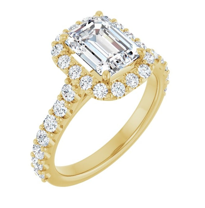 14K Yellow Or White Gold Emerald 8 X 6 Mm Polished 2 1/2 Ctw Lab-Grown Diamond Engagement Ring