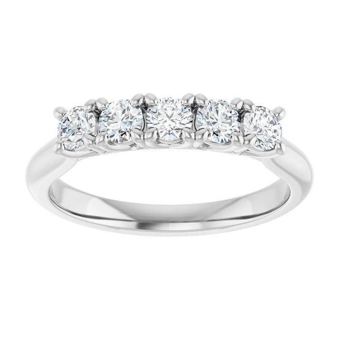 14K Yellow Or White Gold Round Polished Lab-Grown Diamond Anniversary Band Size 7