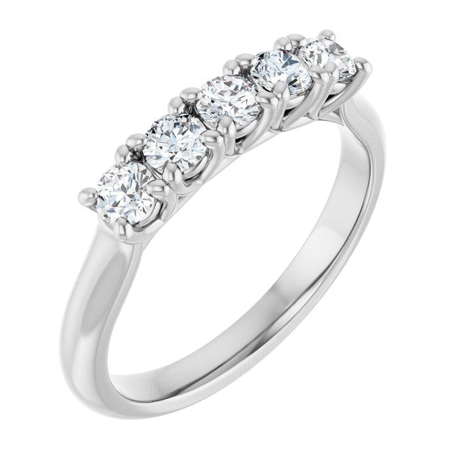 14K Yellow Or White Gold Round Polished Lab-Grown Diamond Anniversary Band Size 7