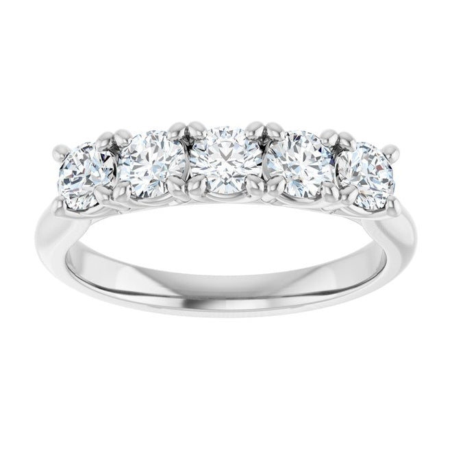 14K Yellow Or White Gold Round Polished Lab-Grown Diamond Anniversary Band Size 7