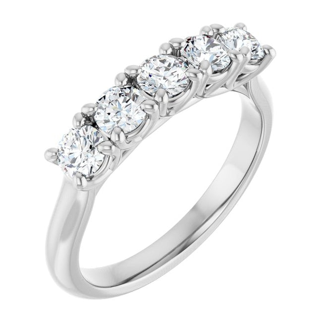 14K Yellow Or White Gold Round Polished Lab-Grown Diamond Anniversary Band Size 7