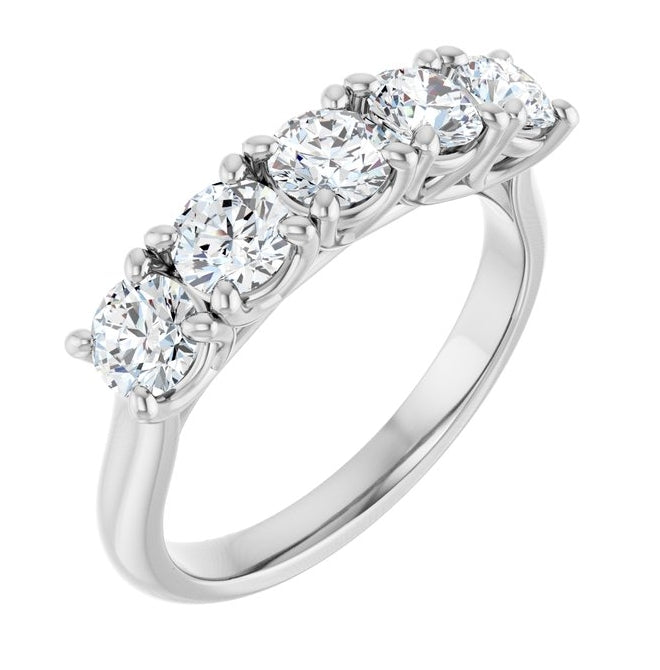 14K Yellow Or White Gold Round Polished Lab-Grown Diamond Anniversary Band Size 7