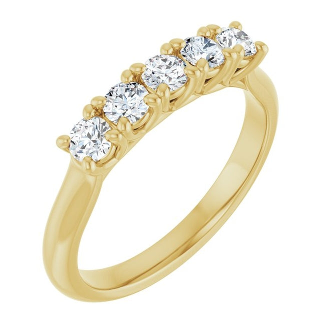 14K Yellow Or White Gold Round Polished Lab-Grown Diamond Anniversary Band Size 7