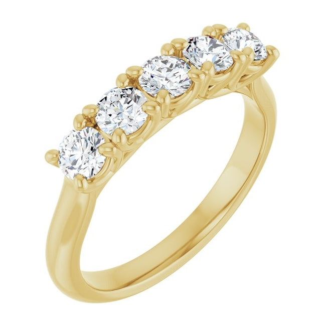 14K Yellow Or White Gold Round Polished Lab-Grown Diamond Anniversary Band Size 7