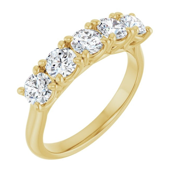 14K Yellow Or White Gold Round Polished Lab-Grown Diamond Anniversary Band Size 7
