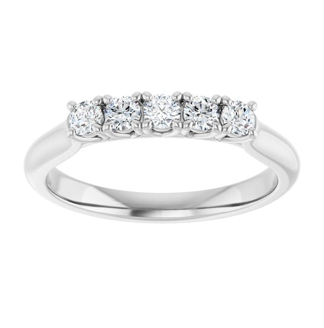 14K Yellow Or White Gold Round Polished Lab-Grown Diamond Anniversary Band Size 7