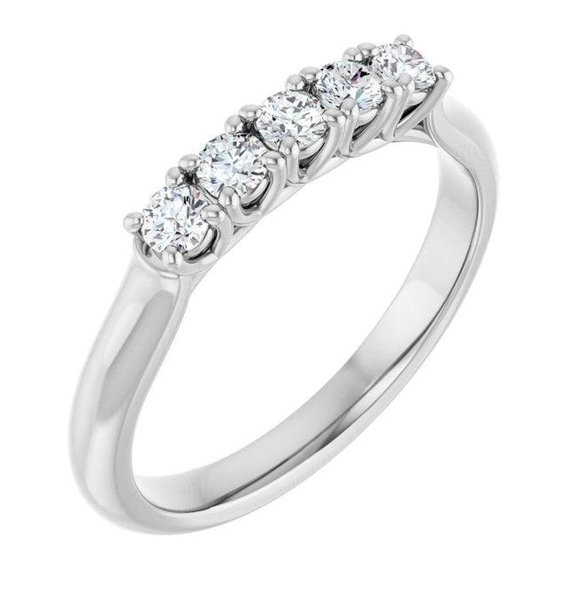 14K Yellow Or White Gold Round Polished Lab-Grown Diamond Anniversary Band Size 7