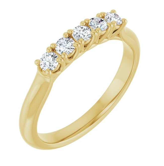14K Yellow Or White Gold Round Polished Lab-Grown Diamond Anniversary Band Size 7