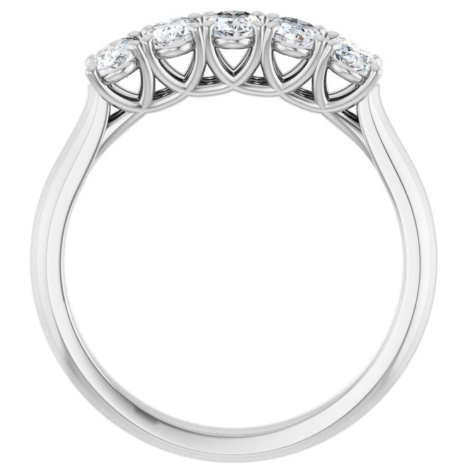 14K White Gold Oval Polished Lab-Grown Diamond Anniversary Band Size 7