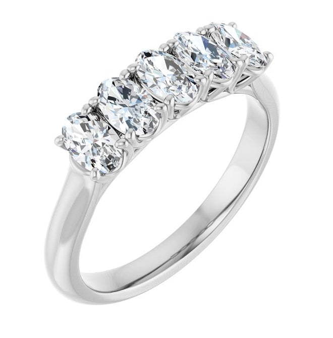 14K White Gold Oval Polished Lab-Grown Diamond Anniversary Band Size 7