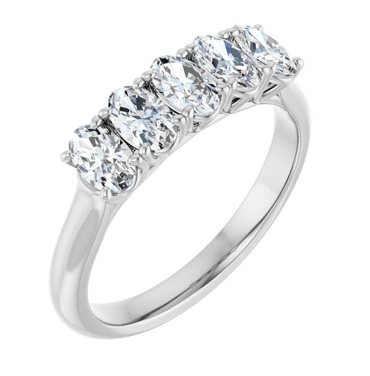 14K White Gold Oval Polished Lab-Grown Diamond Anniversary Band Size 7