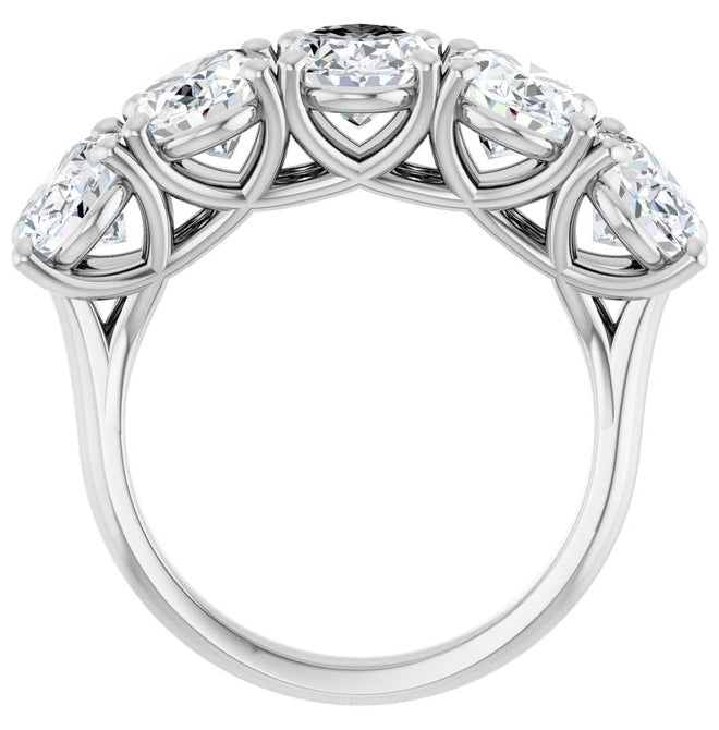 14K White Gold Oval Polished Lab-Grown Diamond Anniversary Band Size 7