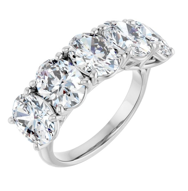14K White Gold Oval Polished Lab-Grown Diamond Anniversary Band Size 7