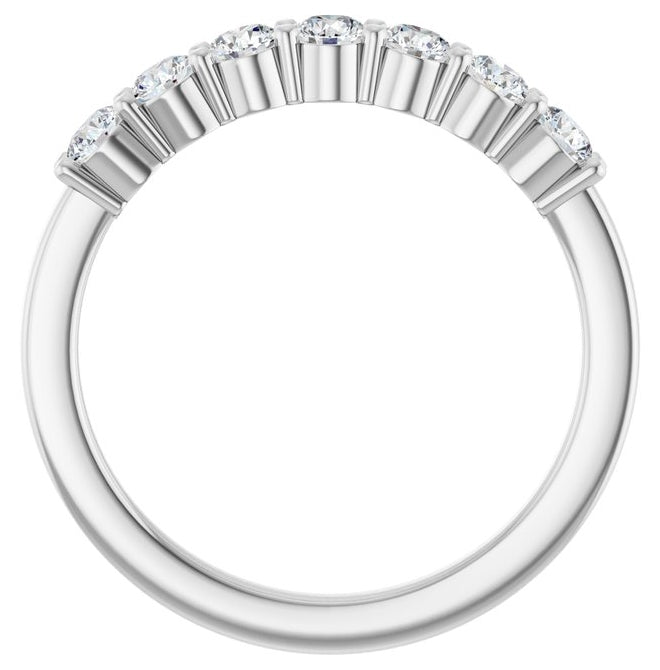 14K White Gold Round 2.75 Mm Polished 1/2 Ctw Natural Diamond Anniversary Band Size 7