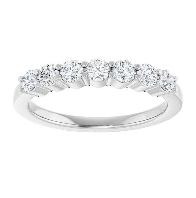 14K White Gold Round 2.75 Mm Polished 1/2 Ctw Natural Diamond Anniversary Band Size 7