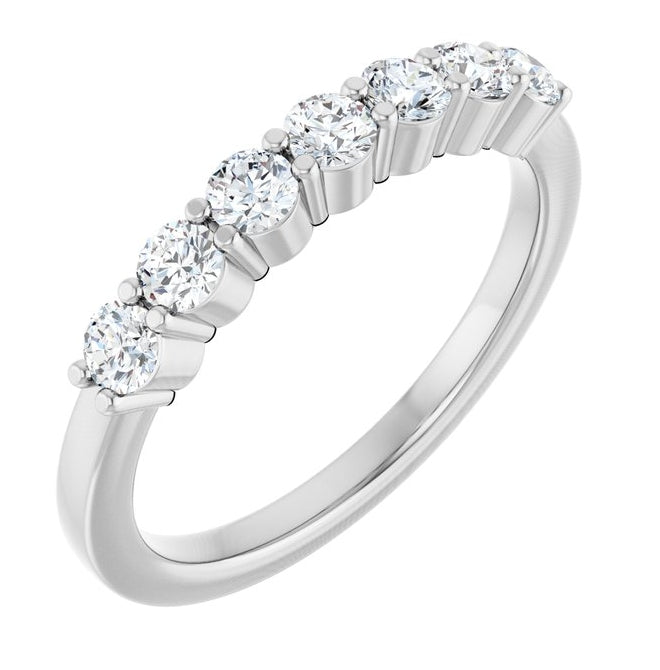 14K White Gold Round 2.75 Mm Polished 1/2 Ctw Natural Diamond Anniversary Band Size 7