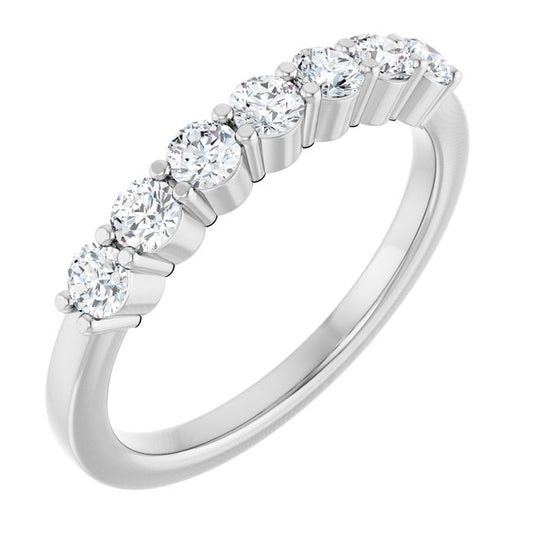 14K White Gold Round 2.75 Mm Polished 1/2 Ctw Natural Diamond Anniversary Band Size 7