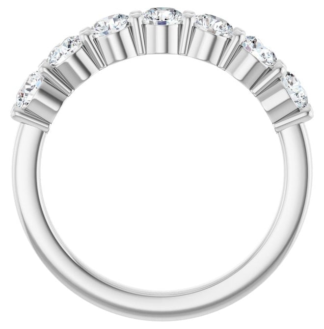 14K White Gold Round 3.4 Mm Polished 1 Ctw Natural Diamond Anniversary Band Size 7