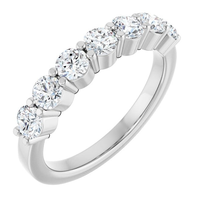 14K White Gold Round 3.4 Mm Polished 1 Ctw Natural Diamond Anniversary Band Size 7