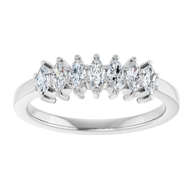 14K Yellow Or White Gold Marquise 4 X 2 Mm Polished 1/2 Ctw Lab-Grown Diamond Anniversary Band Size 7