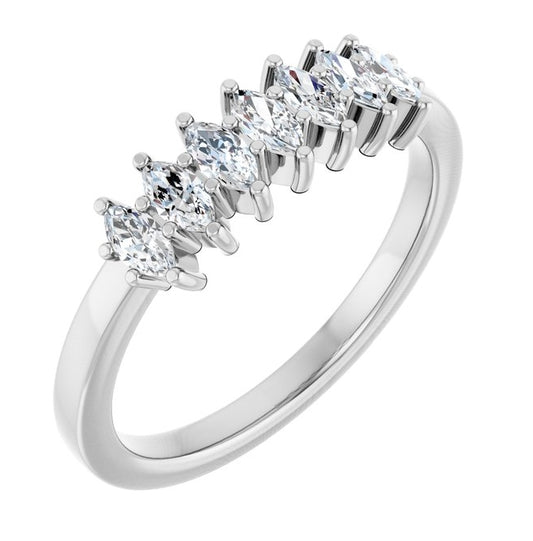 14K Yellow Or White Gold Marquise 4 X 2 Mm Polished 1/2 Ctw Lab-Grown Diamond Anniversary Band Size 7