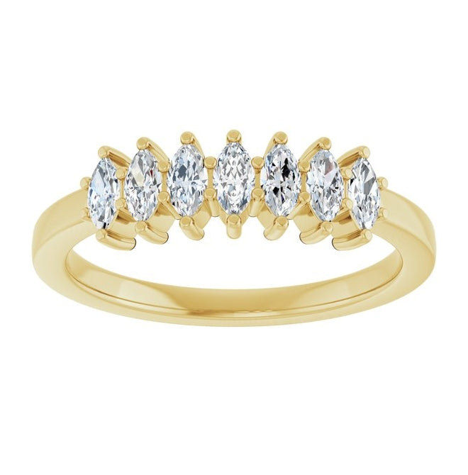 14K Yellow Or White Gold Marquise 4 X 2 Mm Polished 1/2 Ctw Lab-Grown Diamond Anniversary Band Size 7