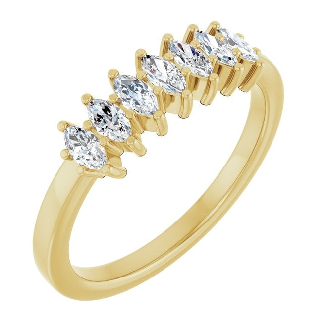 14K Yellow Or White Gold Marquise 4 X 2 Mm Polished 1/2 Ctw Lab-Grown Diamond Anniversary Band Size 7