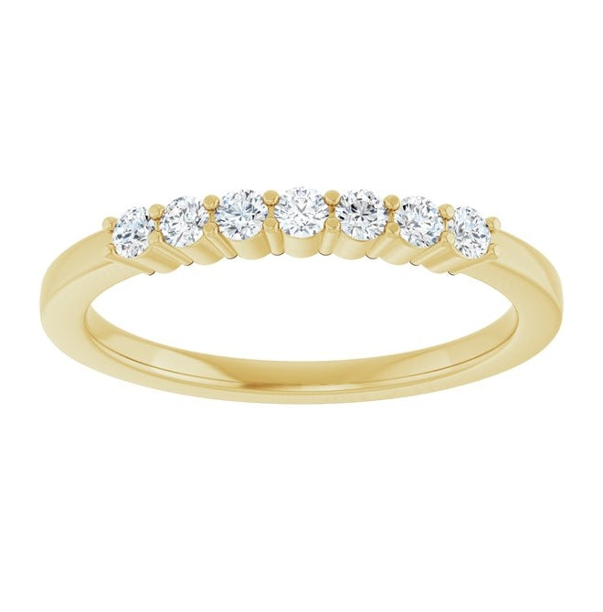 14K Yellow Or White Gold Round 2 Mm Polished 1/5 Ctw Lab-Grown Diamond Anniversary Band Size 7