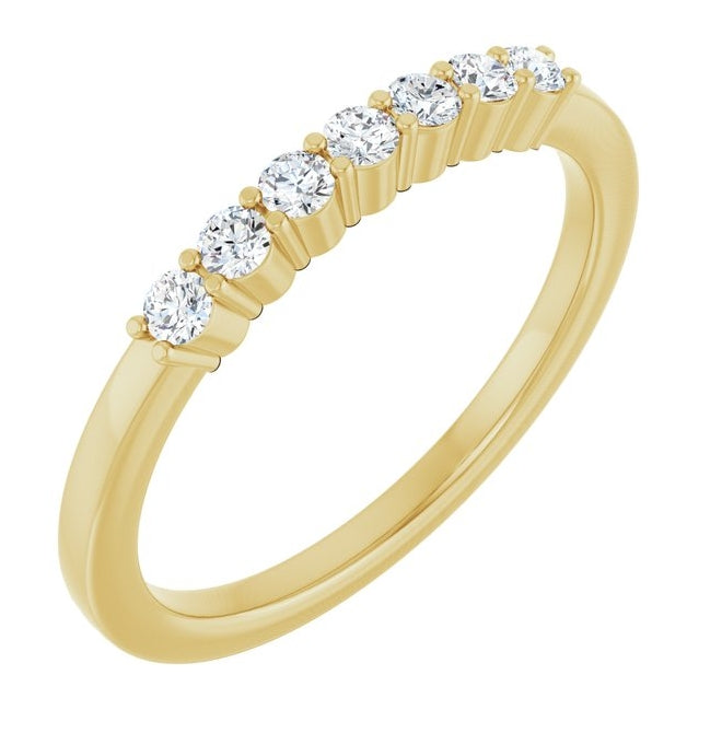 14K Yellow Or White Gold Round 2 Mm Polished 1/5 Ctw Lab-Grown Diamond Anniversary Band Size 7