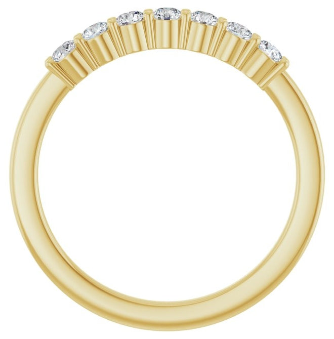 14K Yellow Gold Round 2.25 Mm Polished 1/3 Ctw Lab-Grown Diamond Anniversary Band Size 7