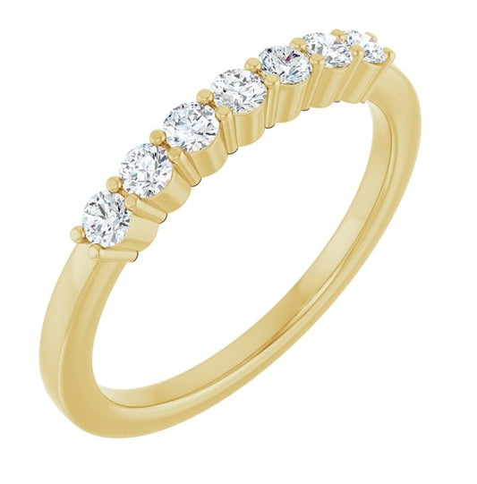 14K Yellow Gold Round 2.25 Mm Polished 1/3 Ctw Lab-Grown Diamond Anniversary Band Size 7
